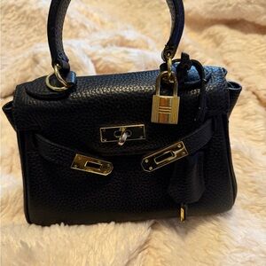 Mini Handbag in Black with Gold Hardware